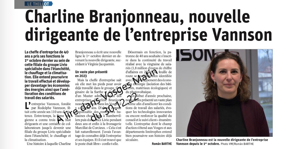 Livio Actualites Vannson Charline Branjonneau Nouvelle Dirigeante VM 30.12.22